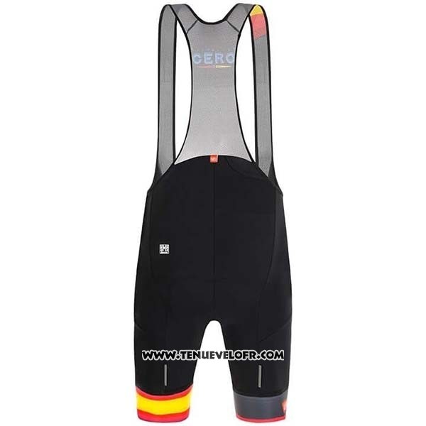 2019 Maillot Ciclismo Espagne Noir Rouge Jaune Manches Courtes et Cuissard